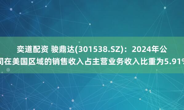奕道配资 骏鼎达(301538.SZ)：2024年公司在美国区域的销售收入占主营业务收入比重为5.91%